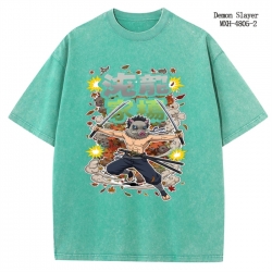 Demon Slayer Kimets Anime peripheral pure cotton washed and worn T-shirt from S to 2XL