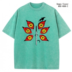 Demon Slayer Kimets Anime peripheral pure cotton washed and worn T-shirt from S to 2XL