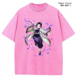 Demon Slayer Kimets Anime peripheral pure cotton washed and worn T-shirt from S to 2XL