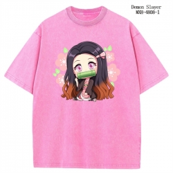 Demon Slayer Kimets Anime peripheral pure cotton washed and worn T-shirt from S to 2XL