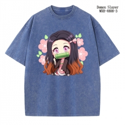 Demon Slayer Kimets Anime peripheral pure cotton washed and worn T-shirt from S to 2XL