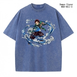 Demon Slayer Kimets Anime peripheral pure cotton washed and worn T-shirt from S to 2XL