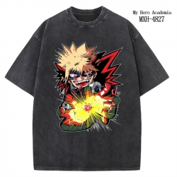 My Hero Academia Anime peripheral pure cotton washed and worn T-shirt from S to 2XL