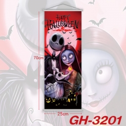 The Nightmare Before Christmas Plastic Rod Cloth Small Hanging Canvas Painting Wall Scroll 25x70cm price for 5 pcs