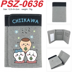 Chiikawa Anime color blocked three fold concealed wallet 12.5X9X2CM 70G