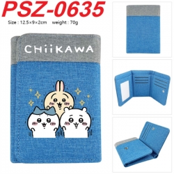 Chiikawa Anime color blocked three fold concealed wallet 12.5X9X2CM 70G