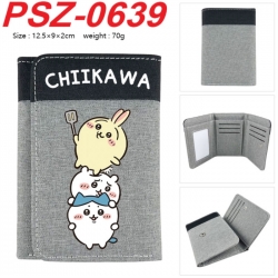 Chiikawa Anime color blocked three fold concealed wallet 12.5X9X2CM 70G