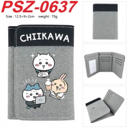 Chiikawa Anime color blocked three fold concealed wallet 12.5X9X2CM 70G