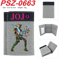 JoJos Bizarre Adventure Anime color blocked three fold concealed wallet 12.5X9X2CM 70G