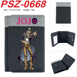 JoJos Bizarre Adventure Anime color blocked three fold concealed wallet 12.5X9X2CM 70G