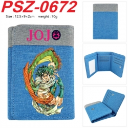 JoJos Bizarre Adventure Anime color blocked three fold concealed wallet 12.5X9X2CM 70G