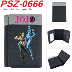 JoJos Bizarre Adventure Anime color blocked three fold concealed wallet 12.5X9X2CM 70G