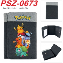 Pokemon Anime color blocked three fold concealed wallet 12.5X9X2CM 70G