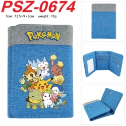 Pokemon Anime color blocked three fold concealed wallet 12.5X9X2CM 70G