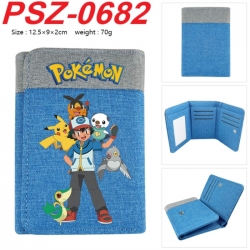 Pokemon Anime color blocked three fold concealed wallet 12.5X9X2CM 70G