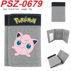 Pokemon Anime color blocked three fold concealed wallet 12.5X9X2CM 70G