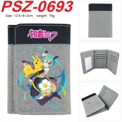 Hatsune Miku Anime color blocked three fold concealed wallet 12.5X9X2CM 70G