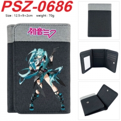 Hatsune Miku Anime color blocked three fold concealed wallet 12.5X9X2CM 70G