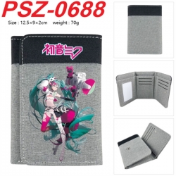 Hatsune Miku Anime color blocked three fold concealed wallet 12.5X9X2CM 70G