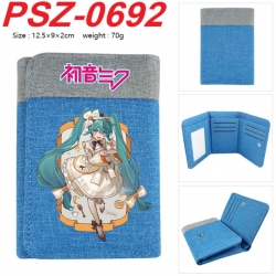 Hatsune Miku Anime color blocked three fold concealed wallet 12.5X9X2CM 70G