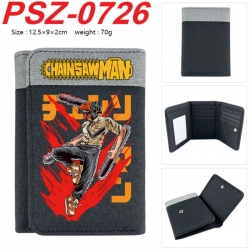 Chainsaw Man Anime color blocked three fold concealed wallet 12.5X9X2CM 70G