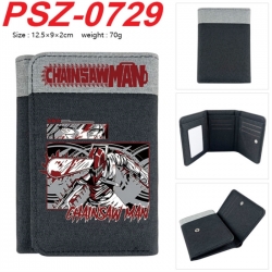 Chainsaw Man Anime color blocked three fold concealed wallet 12.5X9X2CM 70G