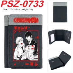 Chainsaw Man Anime color blocked three fold concealed wallet 12.5X9X2CM 70G