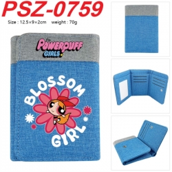The Powerpuff Girls Anime color blocked three fold concealed wallet 12.5X9X2CM 70G