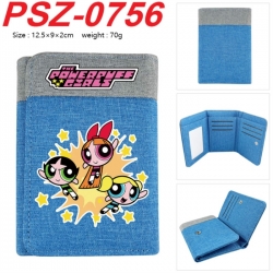 The Powerpuff Girls Anime color blocked three fold concealed wallet 12.5X9X2CM 70G