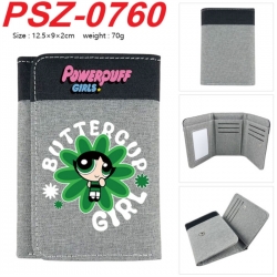 The Powerpuff Girls Anime color blocked three fold concealed wallet 12.5X9X2CM 70G