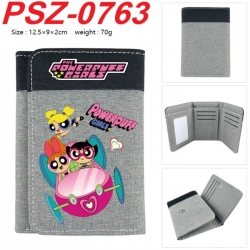 The Powerpuff Girls Anime color blocked three fold concealed wallet 12.5X9X2CM 70G