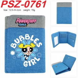 The Powerpuff Girls Anime color blocked three fold concealed wallet 12.5X9X2CM 70G