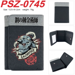 Fullmetal Alchemist Anime color blocked three fold concealed wallet 12.5X9X2CM 70G