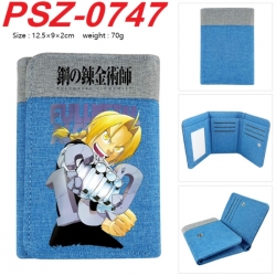 Fullmetal Alchemist Anime color blocked three fold concealed wallet 12.5X9X2CM 70G