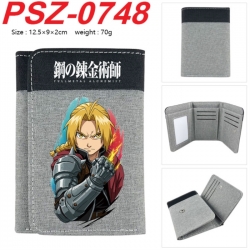Fullmetal Alchemist Anime color blocked three fold concealed wallet 12.5X9X2CM 70G