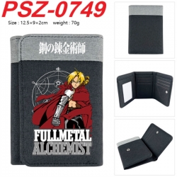 Fullmetal Alchemist Anime color blocked three fold concealed wallet 12.5X9X2CM 70G