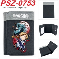 Fullmetal Alchemist Anime color blocked three fold concealed wallet 12.5X9X2CM 70G