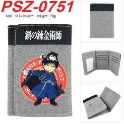 Fullmetal Alchemist Anime color blocked three fold concealed wallet 12.5X9X2CM 70G