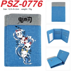 Demon Slayer Kimets Anime color blocked three fold concealed wallet 12.5X9X2CM 70G