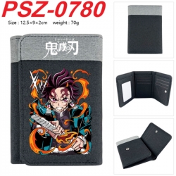 Demon Slayer Kimets Anime color blocked three fold concealed wallet 12.5X9X2CM 70G