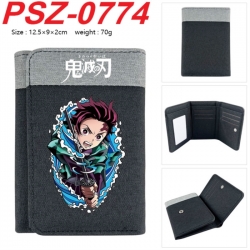 Demon Slayer Kimets Anime color blocked three fold concealed wallet 12.5X9X2CM 70G