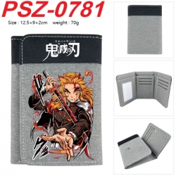 Demon Slayer Kimets Anime color blocked three fold concealed wallet 12.5X9X2CM 70G