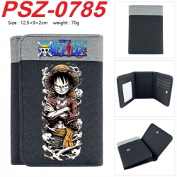 One Piece Anime color blocked three fold concealed wallet 12.5X9X2CM 70G