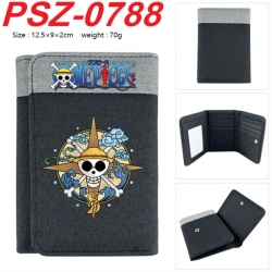 One Piece Anime color blocked three fold concealed wallet 12.5X9X2CM 70G