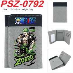 One Piece Anime color blocked three fold concealed wallet 12.5X9X2CM 70G
