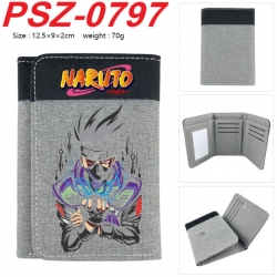 Naruto Anime color blocked three fold concealed wallet 12.5X9X2CM 70G