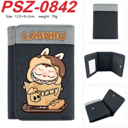 Labubu Anime color blocked three fold concealed wallet 12.5X9X2CM 70G