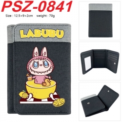 Labubu Anime color blocked three fold concealed wallet 12.5X9X2CM 70G