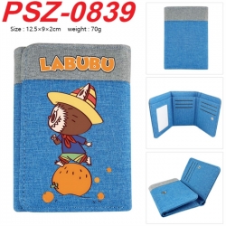Labubu Anime color blocked three fold concealed wallet 12.5X9X2CM 70G