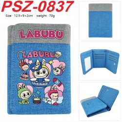 Labubu Anime color blocked three fold concealed wallet 12.5X9X2CM 70G